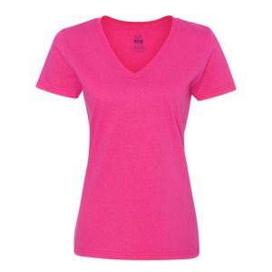 Fruit of the Loom L39VR - T-Shirt pour femme col en V en gros Cyber Pink