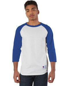 Champion T137 - T-shirt de baseball raglan White/ Team Blue