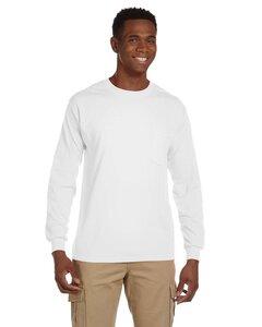 Gildan 2410 - Ultra Cotton™ Long Sleeve T-Shirt with a Pocket Blanc