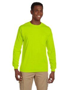 Gildan G241 - T-Shirt Ultra Cotton® 6 Oz. à manches longues avec poche Vert Sécurité