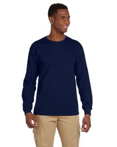 Gildan G241 - T-Shirt Ultra Cotton® 6 Oz. à manches longues avec poche Marine