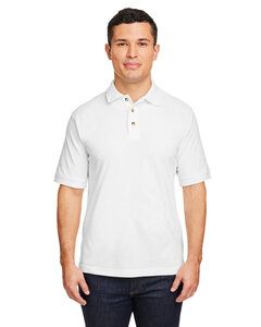 Harriton M200 - Polo à manches courtes en coton piqué filé à l'aiguille 6 Oz. Blanc