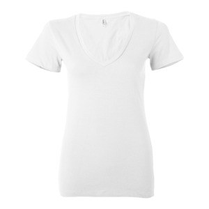 Bella+Canvas B6035 - T-shirt en jersey à manches courtes et col en V profond pour femmes Blanc
