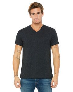 Bella+Canvas 3415C - T-shirt col V à manches courtes en jersey unisexe Charcoal Black Triblend