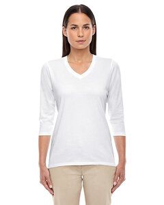 Devon & Jones DP184W - T-Shirt Top col V longueur bracelet pour femmes Perfect Fit Blanc