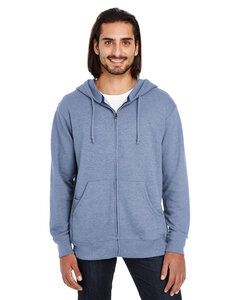 Threadfast 321Z - Chandail Zip complet en éponge française triblend unisexe Denim Heather