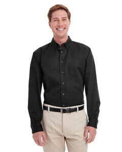 Harriton M581 - T-Shirt Hommes Foundation 100% coton à manches longues Noir
