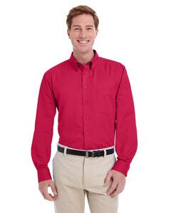 Harriton M581 - T-Shirt Hommes Foundation 100% coton à manches longues Rouge