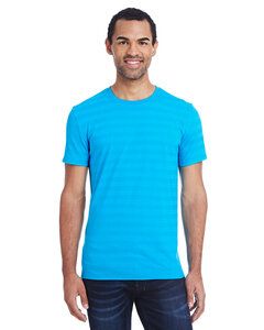 Threadfast 152A - T-shirt à manches courtes à rayures invisibles pour homme Turquoise Invisible Stripe