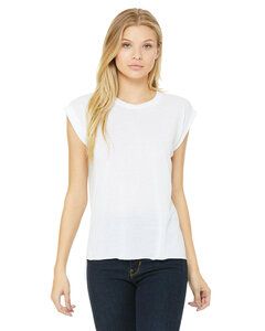 Bella+Canvas 8804 - T-shirt musclé fluide pour femmes avec poignet roulé Blanc