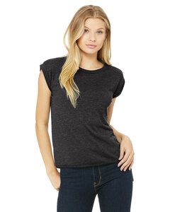 Bella+Canvas 8804 - T-shirt musclé fluide pour femmes avec poignet roulé Dark Grey Heather