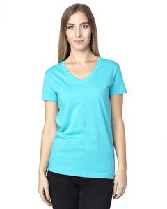 Threadfast 200RV - T-Shirt à col V à manches courtes pour femme Ultimate Bleu Pacific