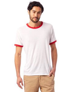 Alternative Apparel 5103BP - T-shirt unisexe à manches longues en jersey vintage Keeper Blanc/Rouge
