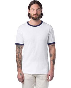 Alternative Apparel 5103BP - T-shirt unisexe à manches longues en jersey vintage Keeper Blanc/Navy