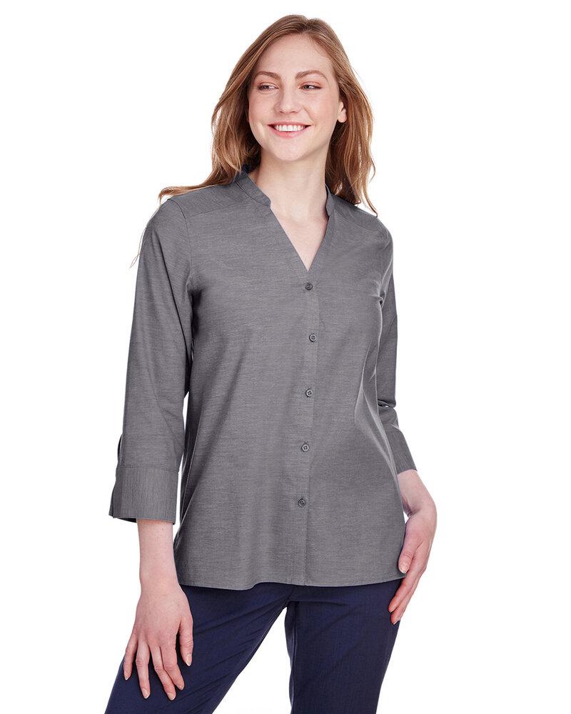 Devon & Jones DG562W - Chemisier à manches 3/4 en chambray extensible de Crown Collection pour femme