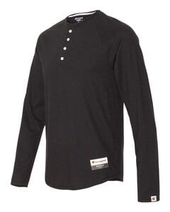 Champion AO380 - T-Shirt Henley à manches longues pour les adultes Noir