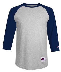 Champion T137 - T-shirt de baseball raglan Oxford Gray/Navy