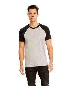 Next Level 3650 - T-shirt coton et manches raglan Black/ Heather Gray
