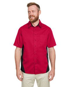 Harriton M586 - Chemise à manches courtes Flash Il Colorblock pour homme Rouge/Noir