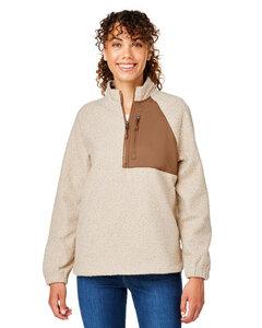 North End NE713W - Ladies Aura Sweater Fleece Quarter-Zip Oatml Hthr/Teak