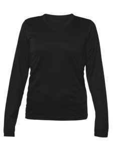 Blank Activewear L635 - Womens Long Sleeve V-Neck T-hirt, 100% Polyester Interlock, Dry Fit