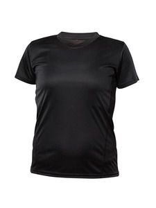 Blank Activewear L720 - Women's Short Sleeve V-Neck T-shirt, 100% Polyester Interlock, Dry Fit Noir