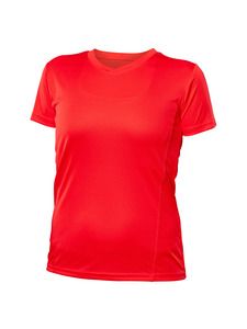 Blank Activewear L720 - Women's Short Sleeve V-Neck T-shirt, 100% Polyester Interlock, Dry Fit Rouge