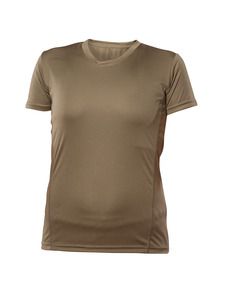 Blank Activewear L720 - Women's Short Sleeve V-Neck T-shirt, 100% Polyester Interlock, Dry Fit Khaki
