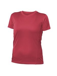 Blank Activewear L720 - Women's Short Sleeve V-Neck T-shirt, 100% Polyester Interlock, Dry Fit Maroon