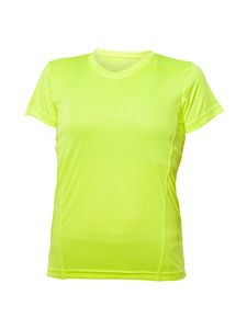 Blank Activewear L720 - Women's Short Sleeve V-Neck T-shirt, 100% Polyester Interlock, Dry Fit Safety Yellow
