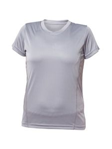 Blank Activewear L720 - Women's Short Sleeve V-Neck T-shirt, 100% Polyester Interlock, Dry Fit Light Grey