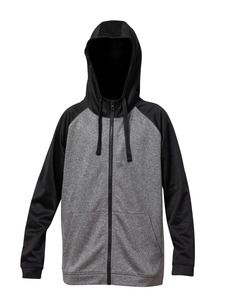 Blank Activewear Y444 - Youth Hoodie Full Zip, Raglan Sleeve, Knit, 100% Polyester PK Fleece Black / Mix Grey