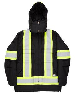 Berne HVNCH3T - Men's Tall Safety Striped Arctic Insulated Chore Coat Noir