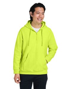 Team 365 TT97 - Unisex Zone HydroSport Heavyweight Quarter-Zip Hooded Sweatshirt Safety Yellow