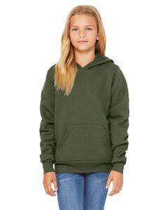 Bella+Canvas 3719Y - Youth Sponge Fleece Pullover Hooded Sweatshirt Vert Militaire