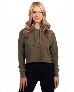 Next Level 9384 - Ladies Cropped Pullover Hooded Sweatshirt Vert Militaire