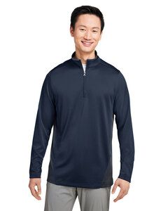 Harriton M786 - Men's Flash Snag Protection Plus IL Colorblock Quarter-Zip Dk Nvy/Dk Chrcl